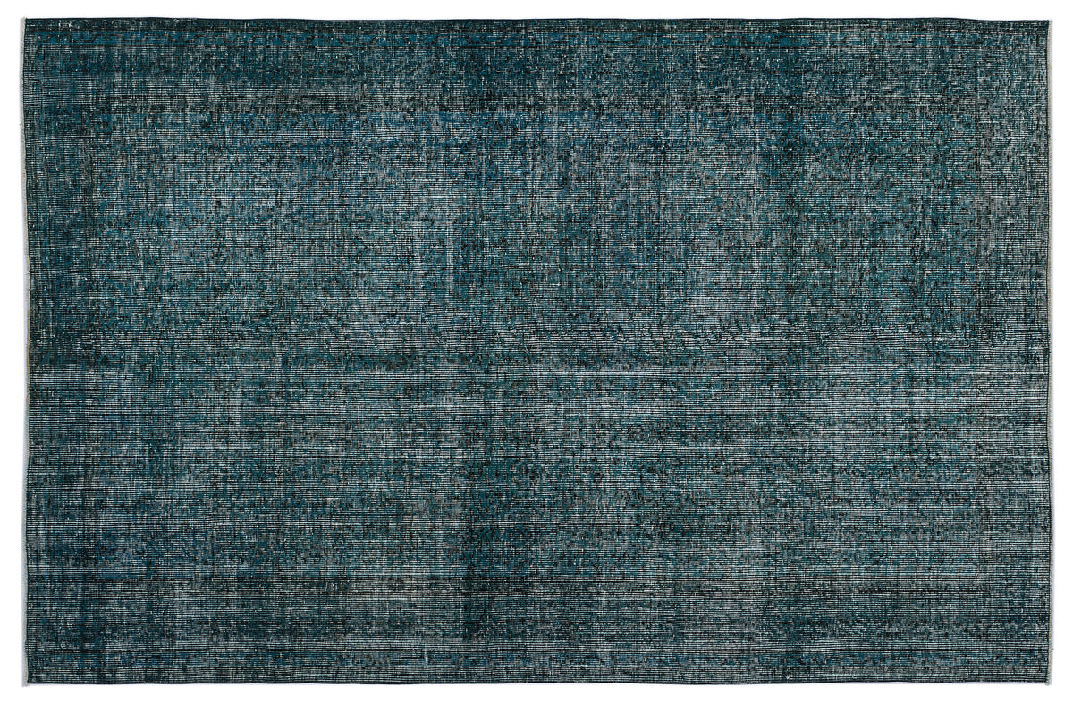 Turquoise  Over Dyed Vintage Rug 5&#39;10&#39;&#39; x 9&#39;1&#39;&#39; ft 177 x 276 cm