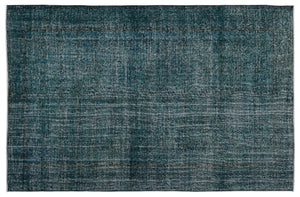 Turquoise  Over Dyed Vintage Rug 5'10'' x 9'1'' ft 177 x 276 cm