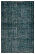 Turquoise  Over Dyed Vintage Rug 5'10'' x 9'1'' ft 177 x 276 cm