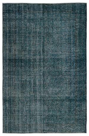 Turquoise  Over Dyed Vintage Rug 5'10'' x 9'1'' ft 177 x 276 cm