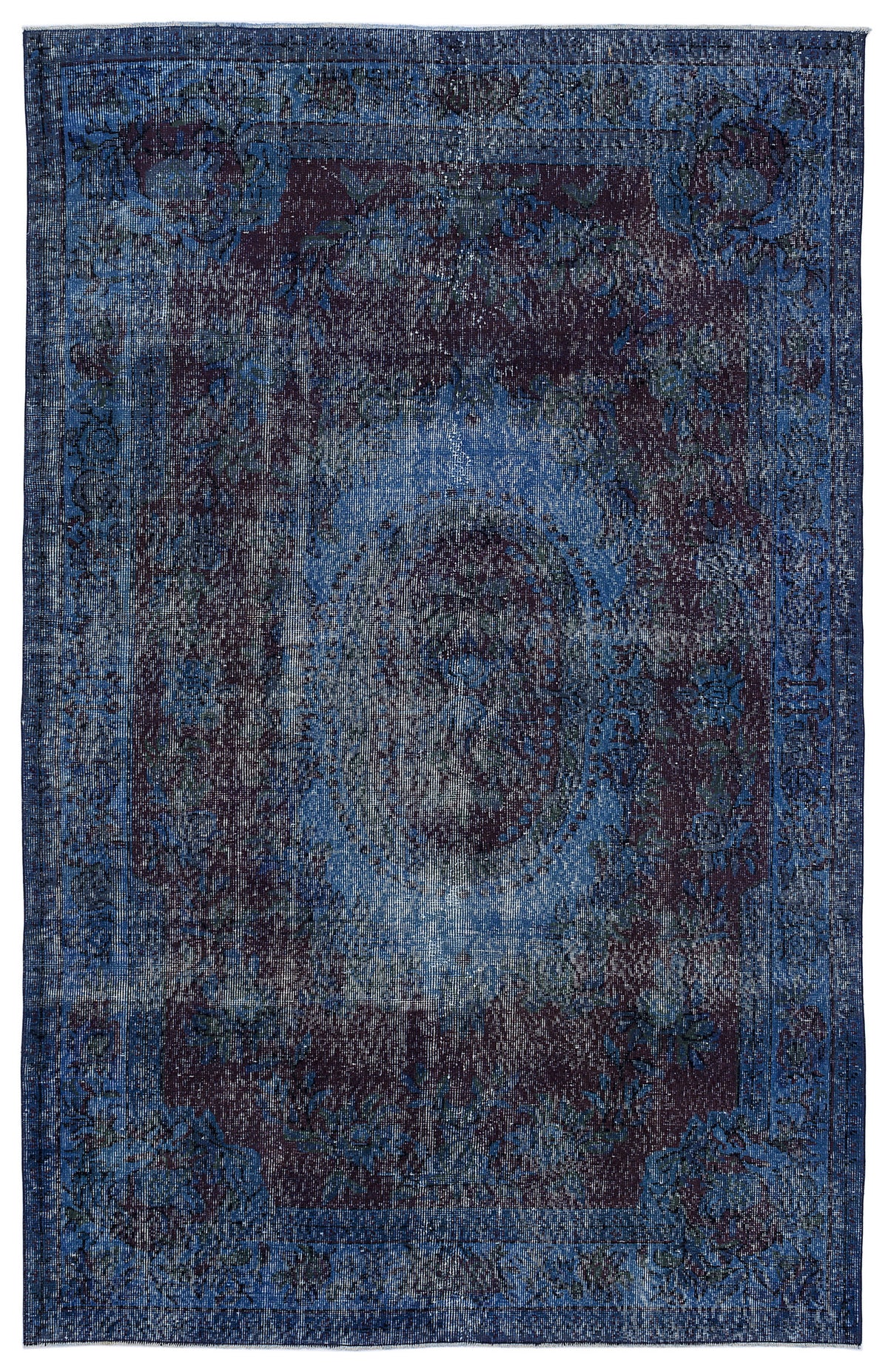 Turquoise  Over Dyed Vintage Rug 5&#39;11&#39;&#39; x 9&#39;5&#39;&#39; ft 181 x 288 cm