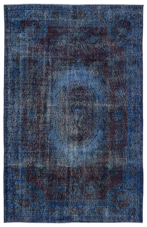 Turquoise  Over Dyed Vintage Rug 5'11'' x 9'5'' ft 181 x 288 cm