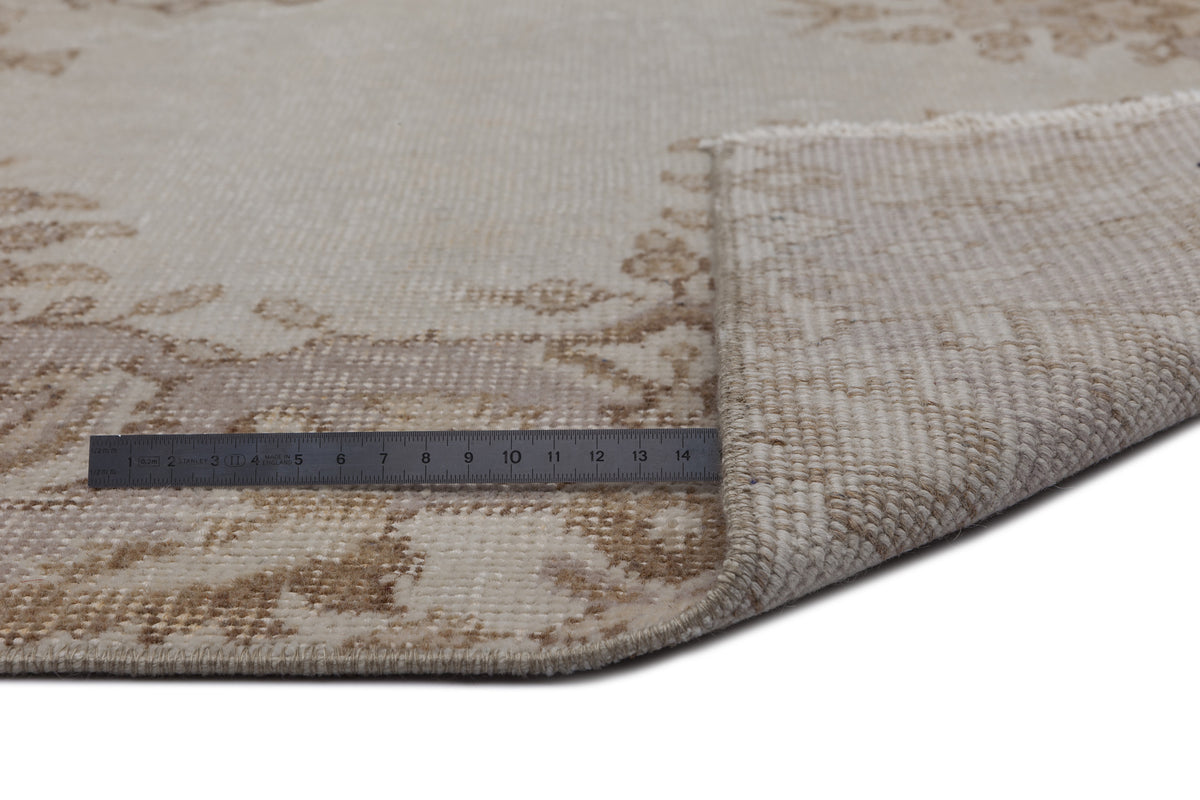 Beige Over Dyed Vintage Rug 5&#39;7&#39;&#39; x 8&#39;6&#39;&#39; ft 170 x 258 cm