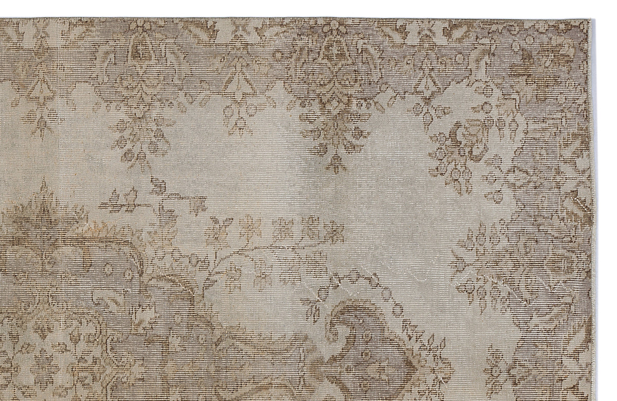 Beige Over Dyed Vintage Rug 5&#39;7&#39;&#39; x 8&#39;6&#39;&#39; ft 170 x 258 cm