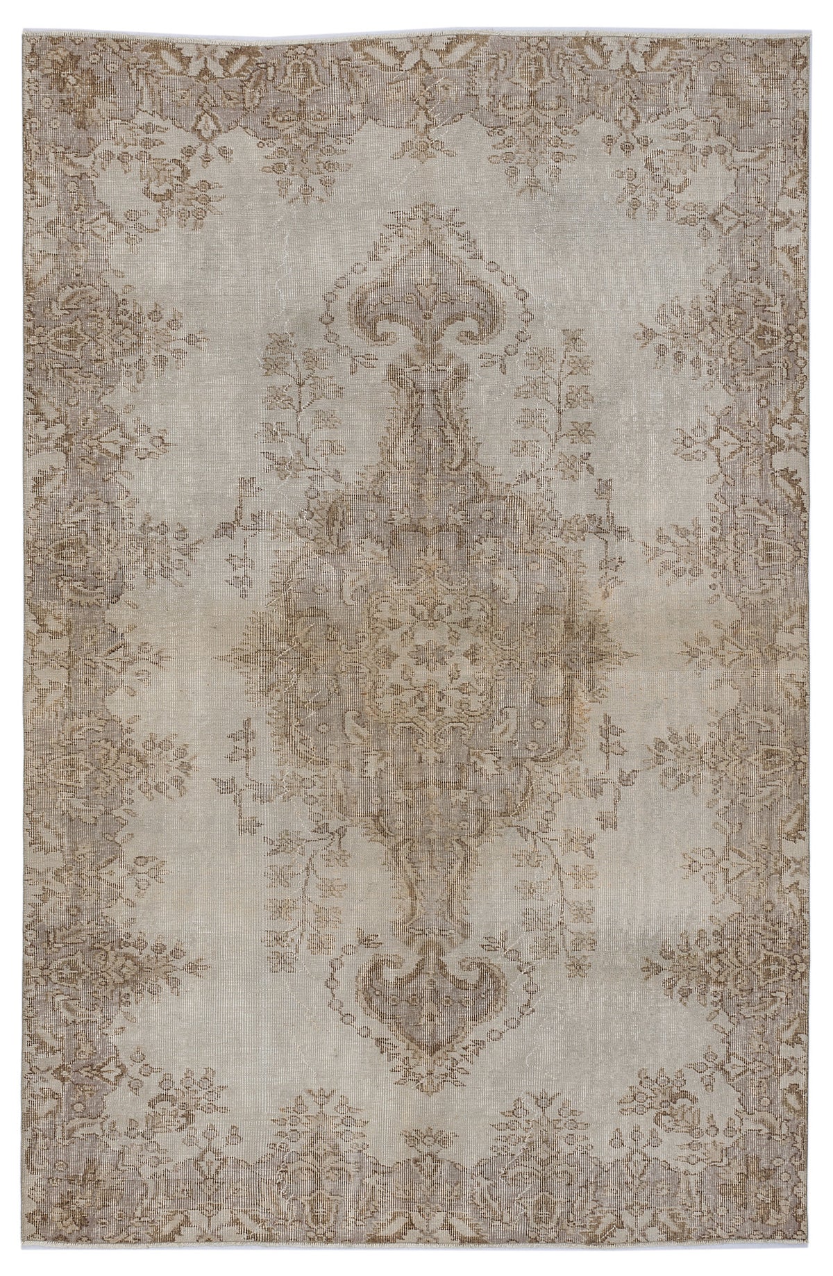 Beige Over Dyed Vintage Rug 5&#39;7&#39;&#39; x 8&#39;6&#39;&#39; ft 170 x 258 cm