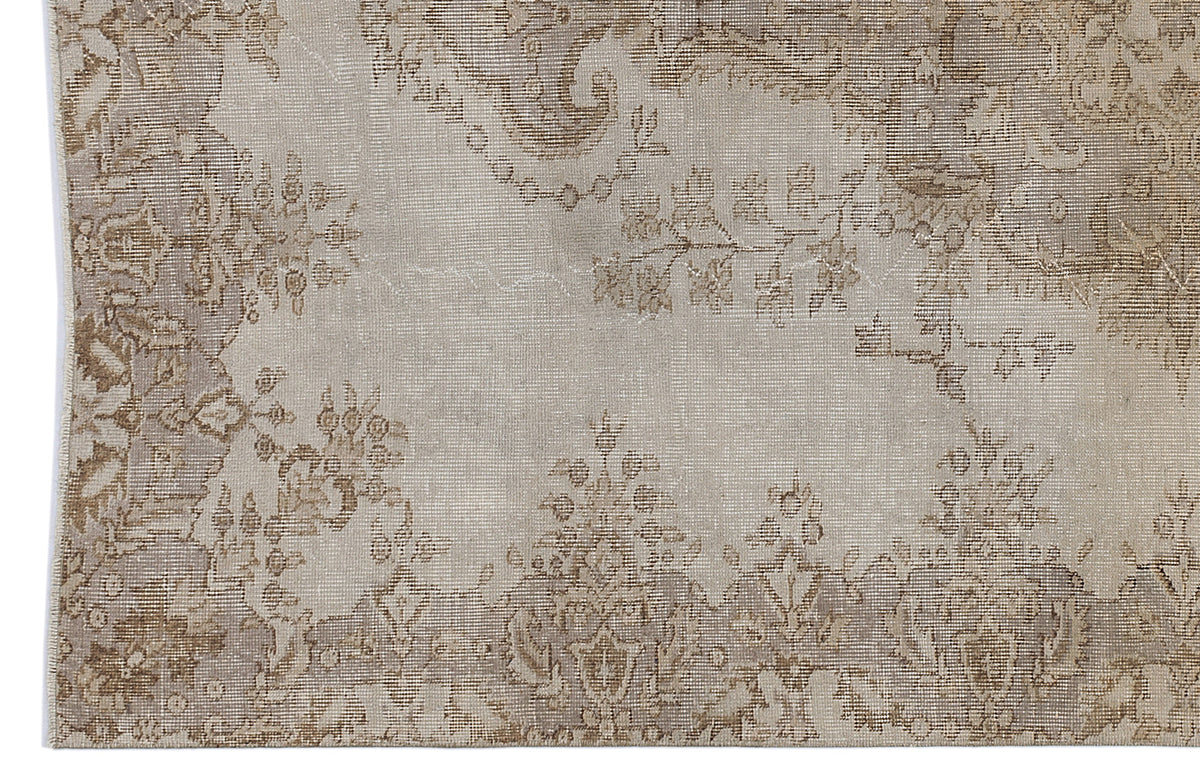 Beige Over Dyed Vintage Rug 5&#39;7&#39;&#39; x 8&#39;6&#39;&#39; ft 170 x 258 cm