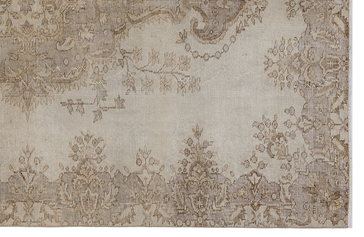 Beige Over Dyed Vintage Rug 5&#39;7&#39;&#39; x 8&#39;6&#39;&#39; ft 170 x 258 cm