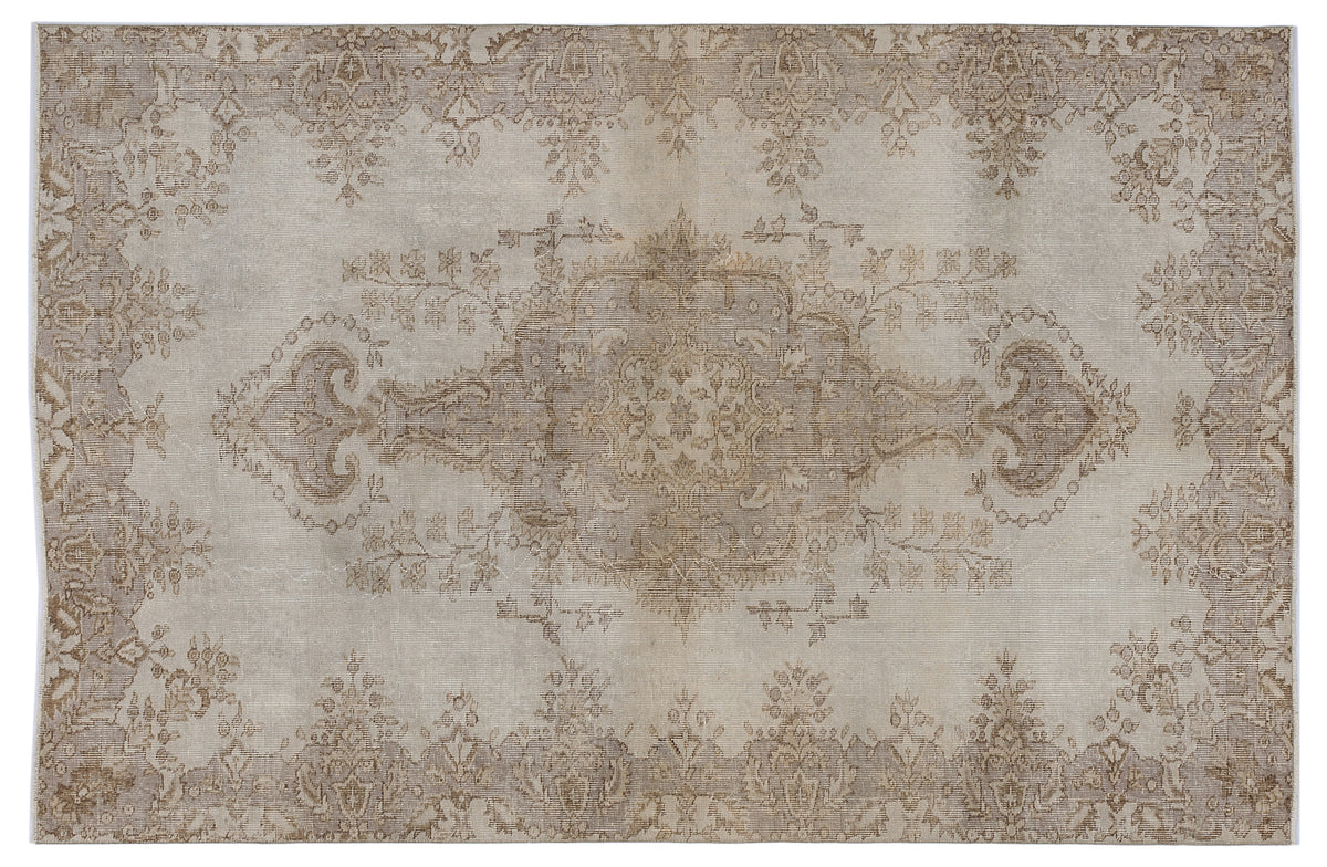 Beige Over Dyed Vintage Rug 5&#39;7&#39;&#39; x 8&#39;6&#39;&#39; ft 170 x 258 cm