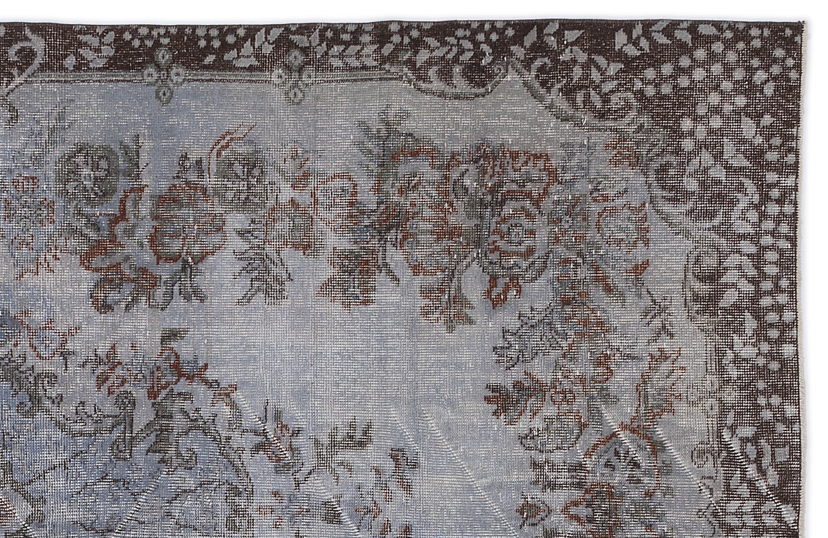 Blue Over Dyed Vintage Rug 5&#39;7&#39;&#39; x 9&#39;12&#39;&#39; ft 170 x 304 cm