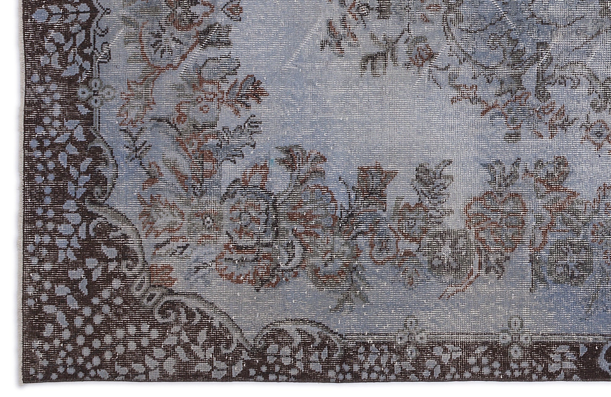 Blue Over Dyed Vintage Rug 5'7'' x 9'12'' ft 170 x 304 cm