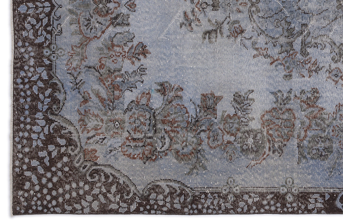 Blue Over Dyed Vintage Rug 5&#39;7&#39;&#39; x 9&#39;12&#39;&#39; ft 170 x 304 cm