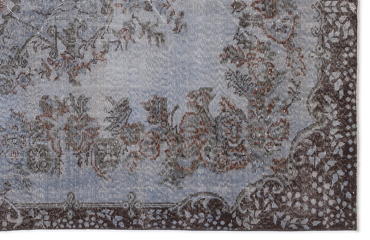 Blue Over Dyed Vintage Rug 5&#39;7&#39;&#39; x 9&#39;12&#39;&#39; ft 170 x 304 cm