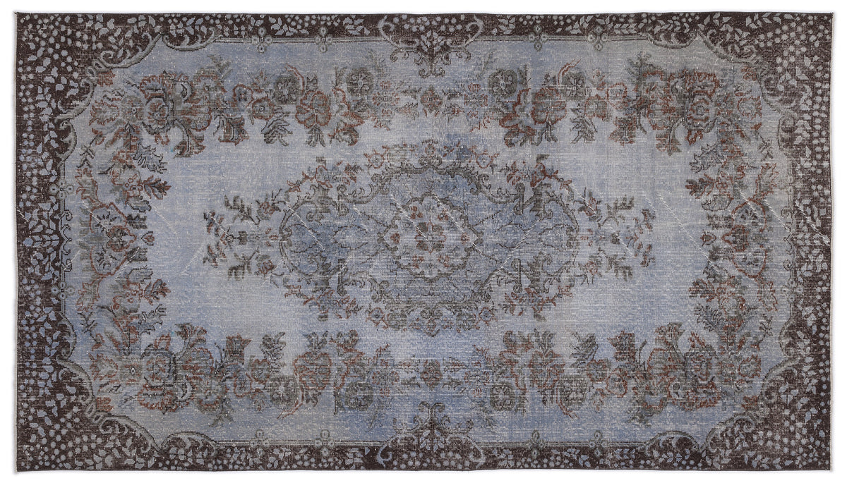 Blue Over Dyed Vintage Rug 5&#39;7&#39;&#39; x 9&#39;12&#39;&#39; ft 170 x 304 cm