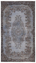 Blue Over Dyed Vintage Rug 5'7'' x 9'12'' ft 170 x 304 cm
