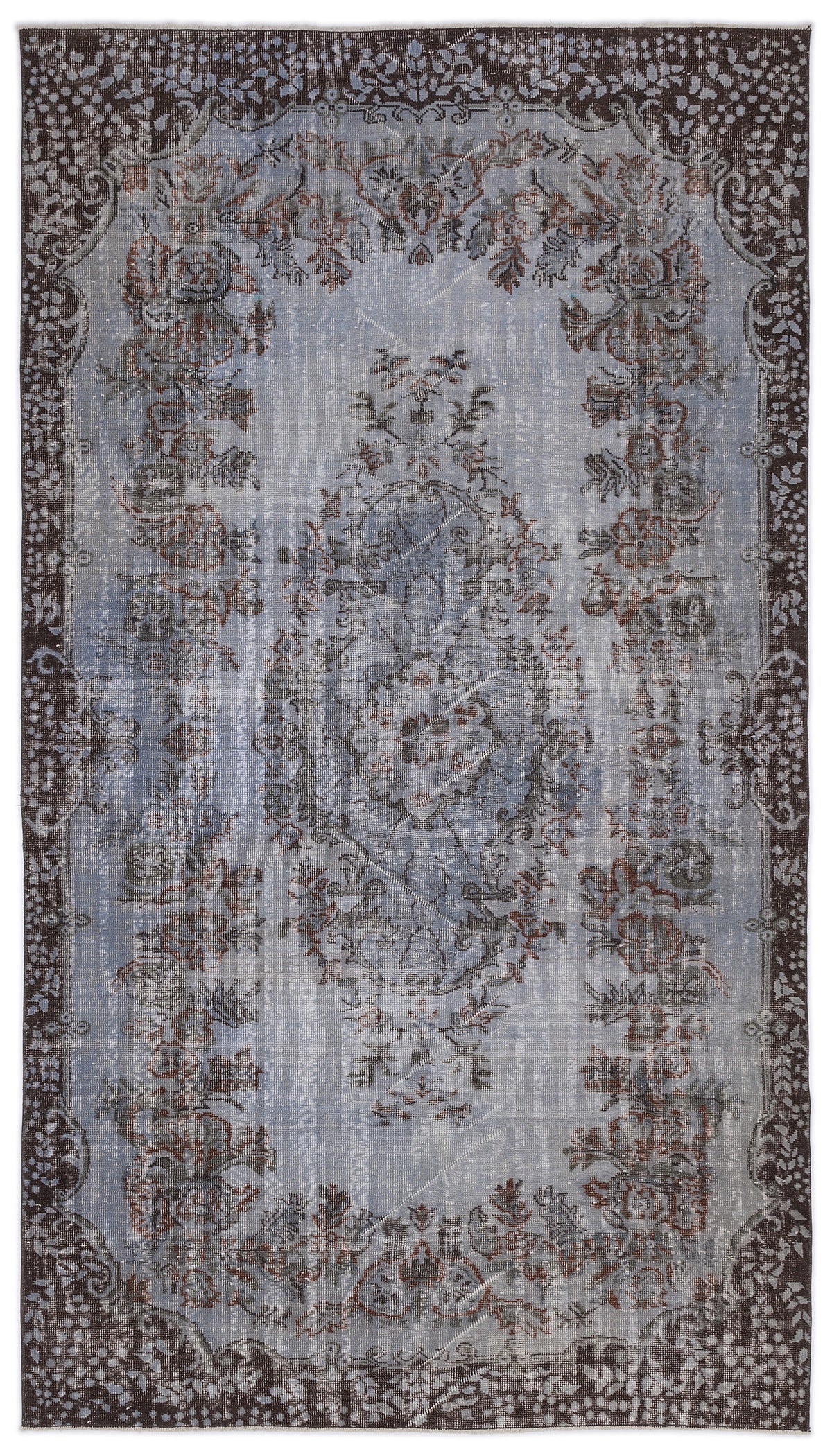 Blue Over Dyed Vintage Rug 5&#39;7&#39;&#39; x 9&#39;12&#39;&#39; ft 170 x 304 cm