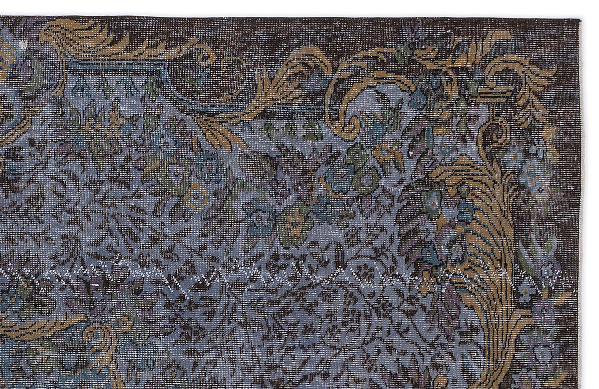 Blue Over Dyed Vintage Rug 6&#39;3&#39;&#39; x 9&#39;7&#39;&#39; ft 191 x 292 cm
