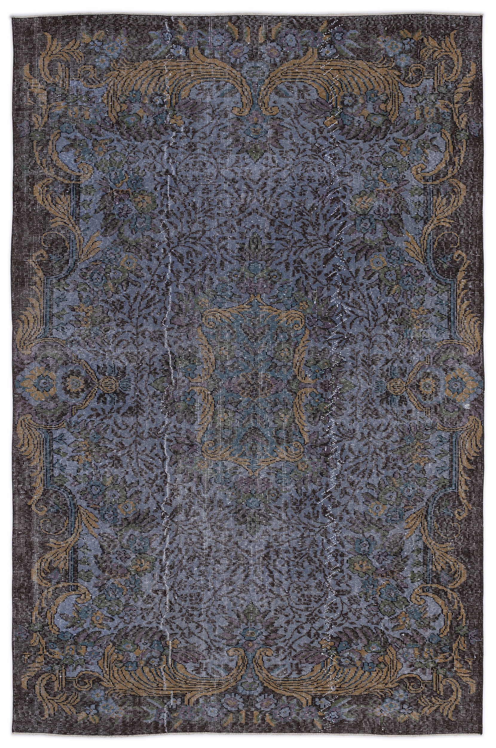 Blue Over Dyed Vintage Rug 6'3'' x 9'7'' ft 191 x 292 cm