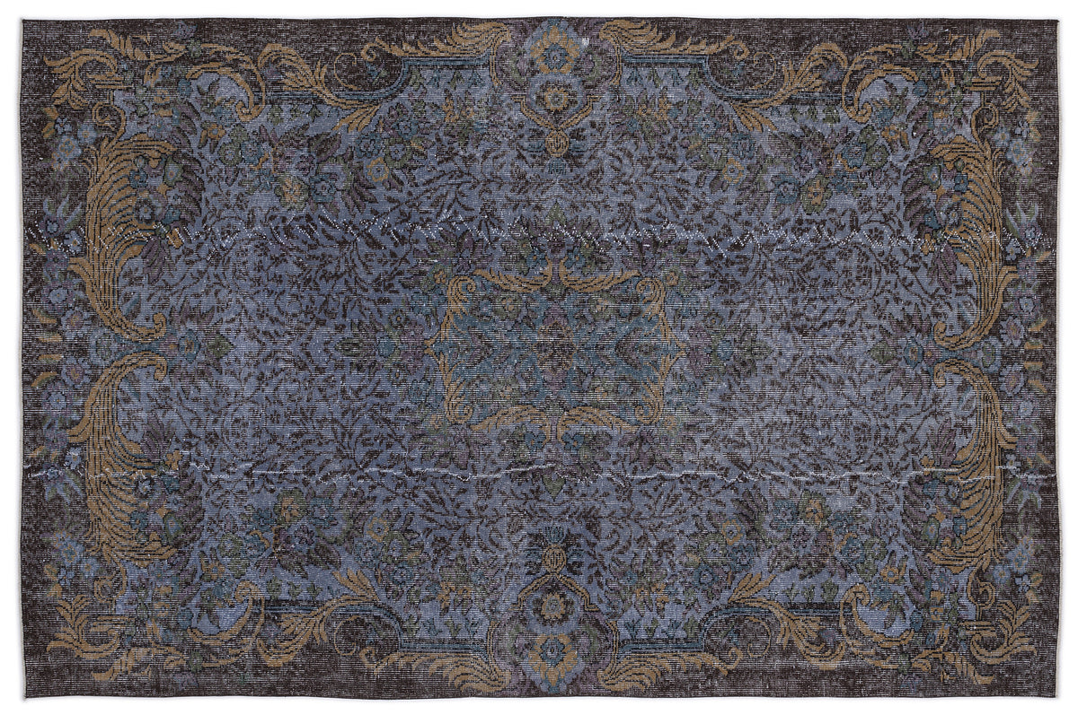 Blue Over Dyed Vintage Rug 6&#39;3&#39;&#39; x 9&#39;7&#39;&#39; ft 191 x 292 cm
