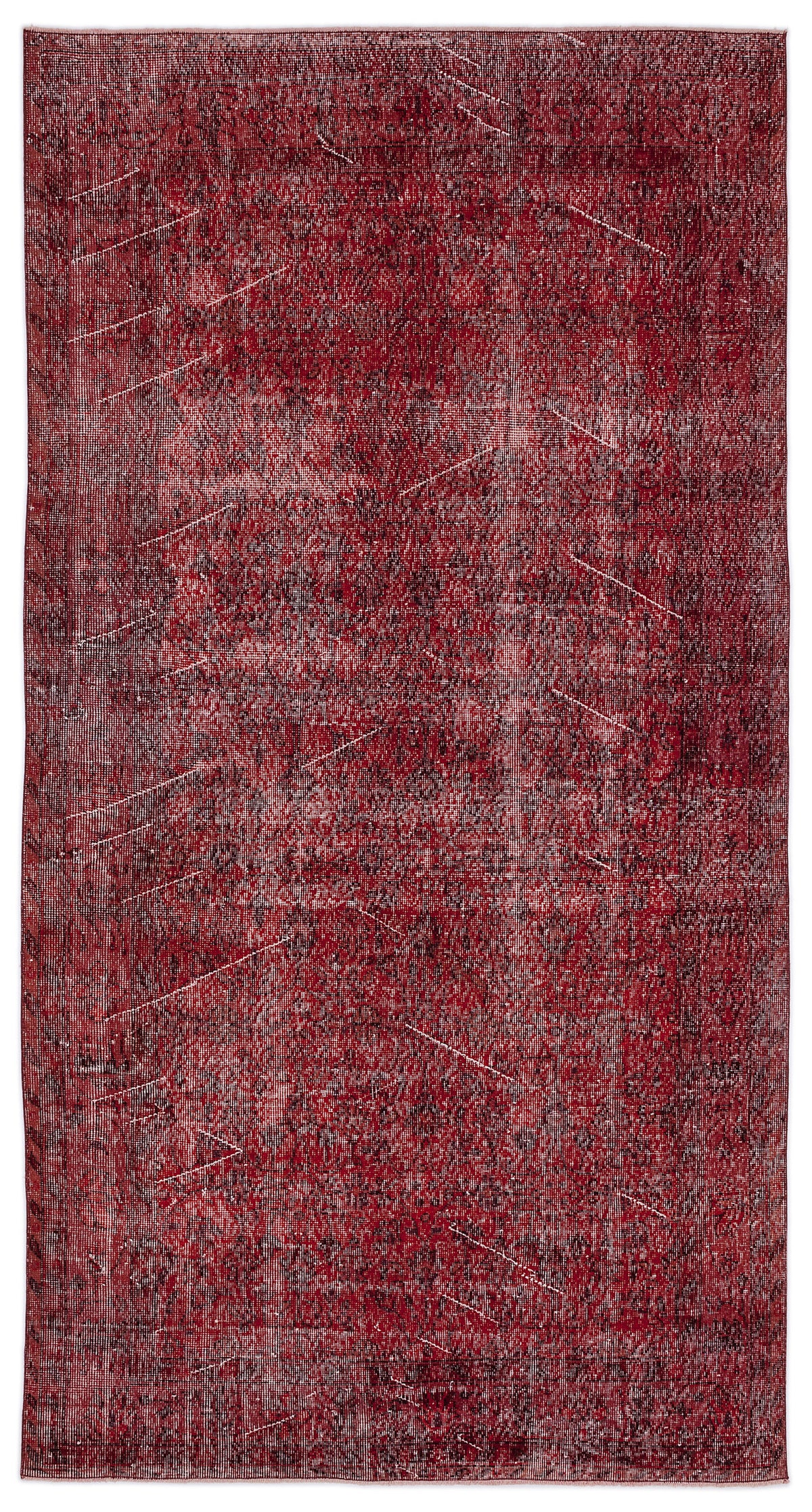 Red Over Dyed Vintage Rug 5&#39;6&#39;&#39; x 10&#39;1&#39;&#39; ft 167 x 308 cm