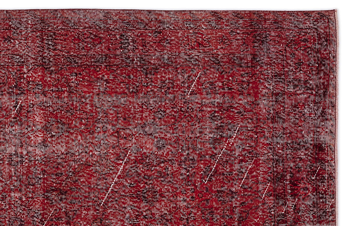 Red Over Dyed Vintage Rug 5&#39;6&#39;&#39; x 10&#39;1&#39;&#39; ft 167 x 308 cm