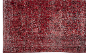 Red Over Dyed Vintage Rug 5'6'' x 10'1'' ft 167 x 308 cm