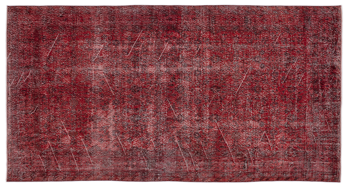 Red Over Dyed Vintage Rug 5&#39;6&#39;&#39; x 10&#39;1&#39;&#39; ft 167 x 308 cm