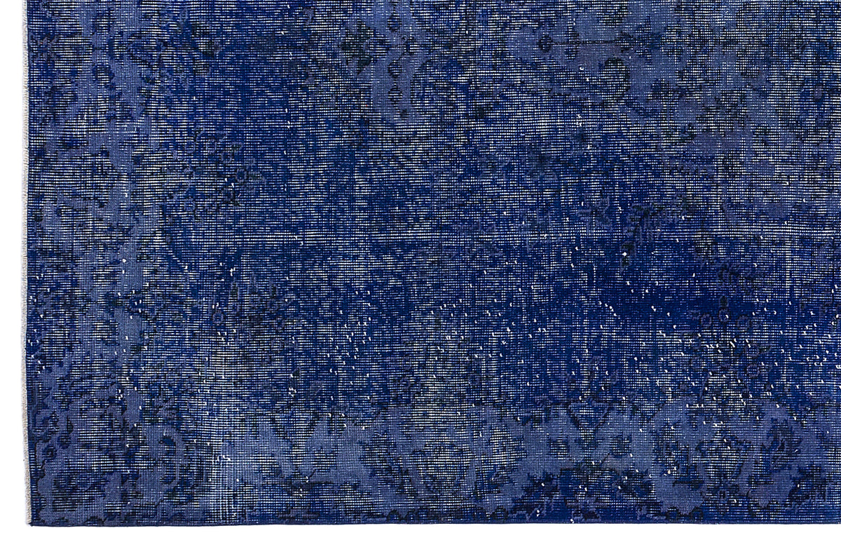 Blue Over Dyed Vintage Rug 5&#39;7&#39;&#39; x 9&#39;3&#39;&#39; ft 169 x 283 cm