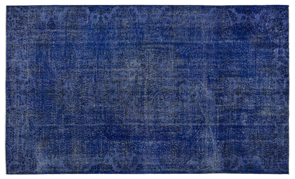 Blue Over Dyed Vintage Rug 5&#39;7&#39;&#39; x 9&#39;3&#39;&#39; ft 169 x 283 cm