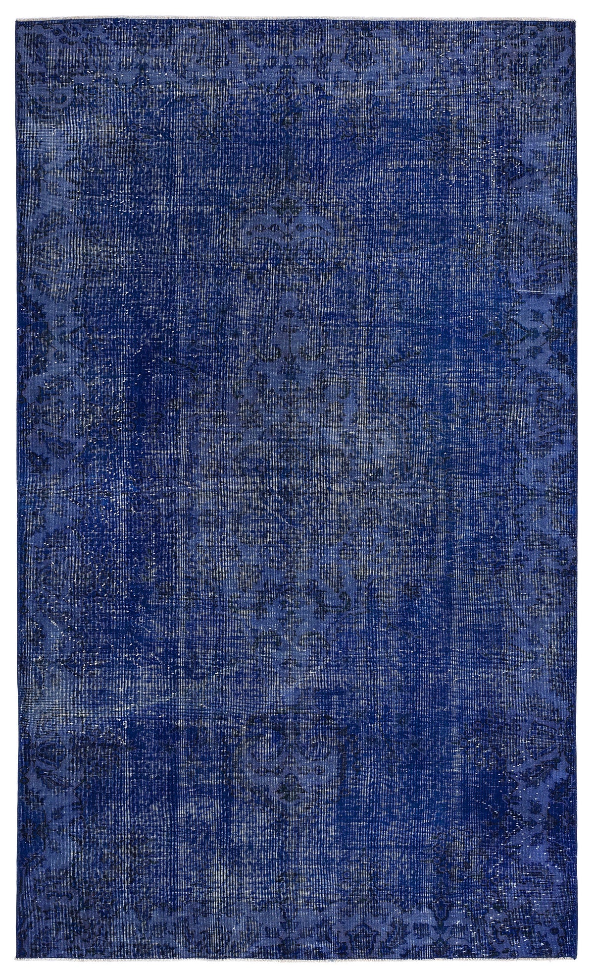 Blue Over Dyed Vintage Rug 5&#39;7&#39;&#39; x 9&#39;3&#39;&#39; ft 169 x 283 cm