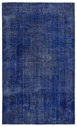 Blue Over Dyed Vintage Rug 5'7'' x 9'3'' ft 169 x 283 cm
