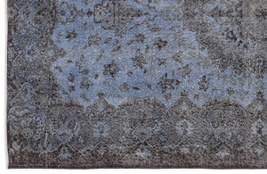 Blue Over Dyed Vintage Rug 5'5'' x 9'1'' ft 166 x 278 cm