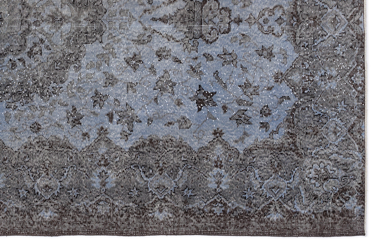 Blue Over Dyed Vintage Rug 5&#39;5&#39;&#39; x 9&#39;1&#39;&#39; ft 166 x 278 cm