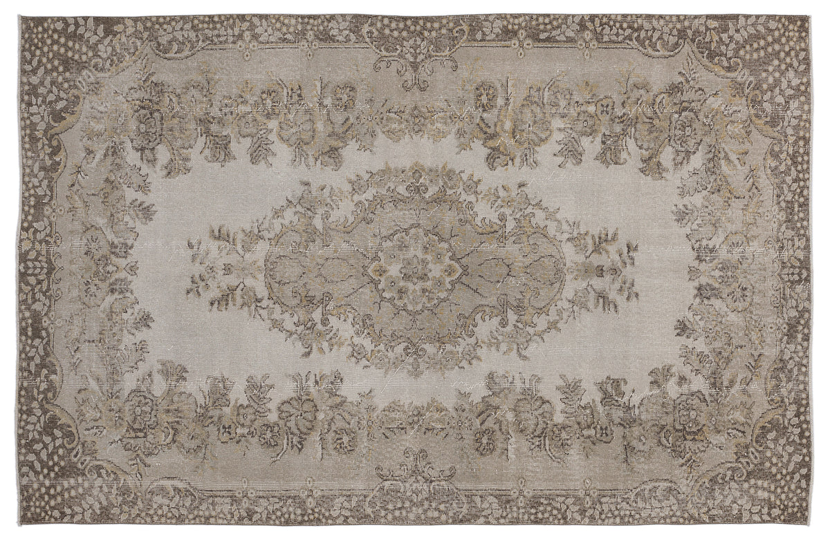 Beige Over Dyed Vintage Rug 5&#39;9&#39;&#39; x 9&#39;1&#39;&#39; ft 175 x 276 cm