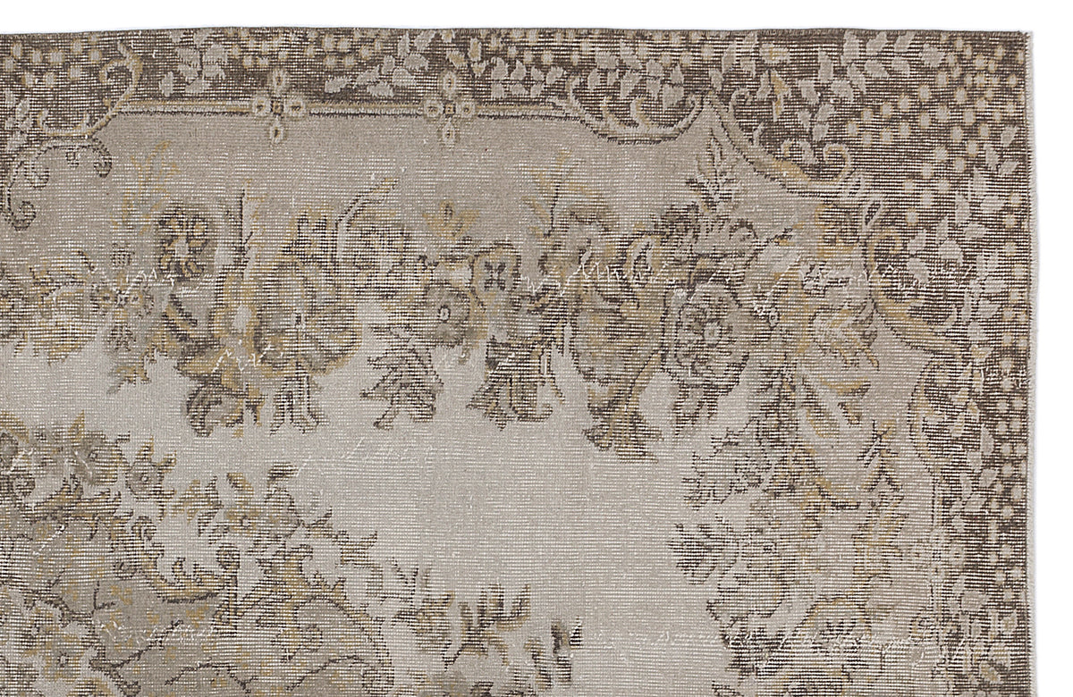 Beige Over Dyed Vintage Rug 5&#39;9&#39;&#39; x 9&#39;1&#39;&#39; ft 175 x 276 cm