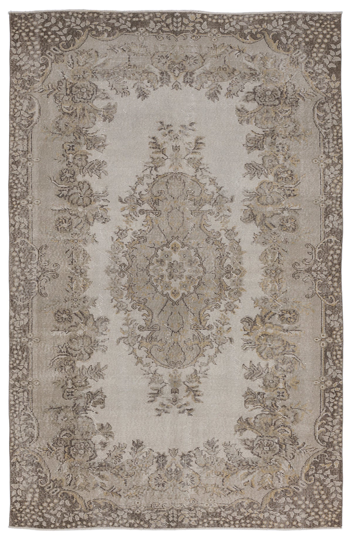 Beige Over Dyed Vintage Rug 5&#39;9&#39;&#39; x 9&#39;1&#39;&#39; ft 175 x 276 cm