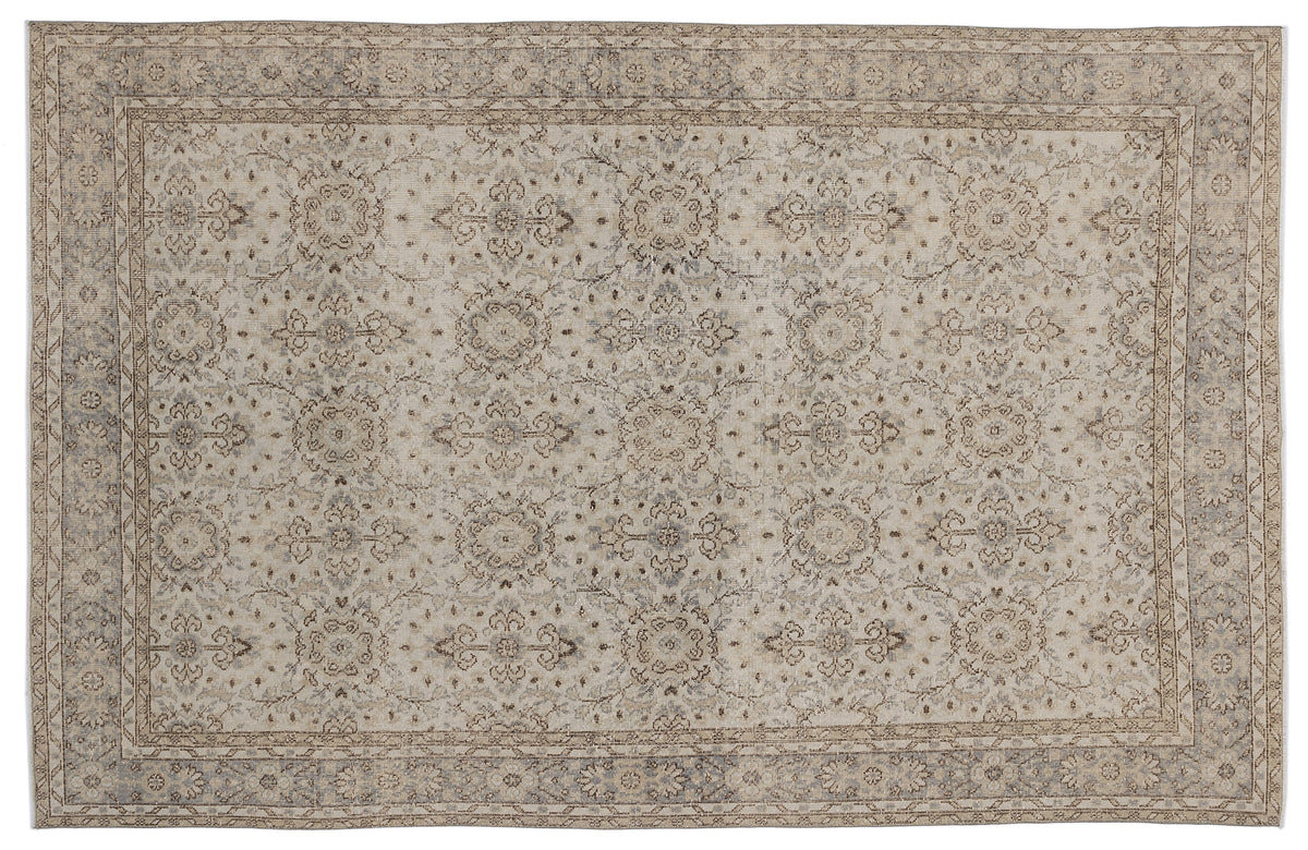 Beige Over Dyed Vintage Rug 6&#39;3&#39;&#39; x 9&#39;7&#39;&#39; ft 190 x 293 cm
