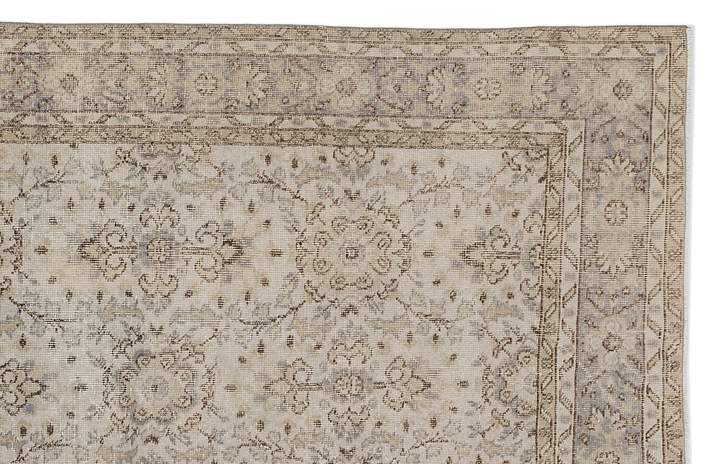 Beige Over Dyed Vintage Rug 6'3'' x 9'7'' ft 190 x 293 cm