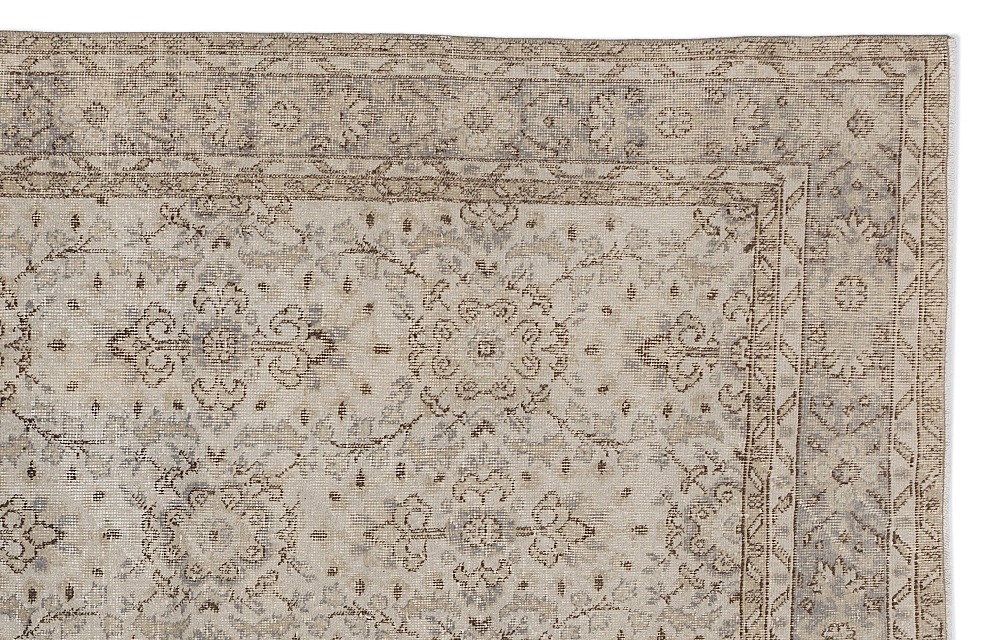Beige Over Dyed Vintage Rug 6'3'' x 9'7'' ft 190 x 293 cm