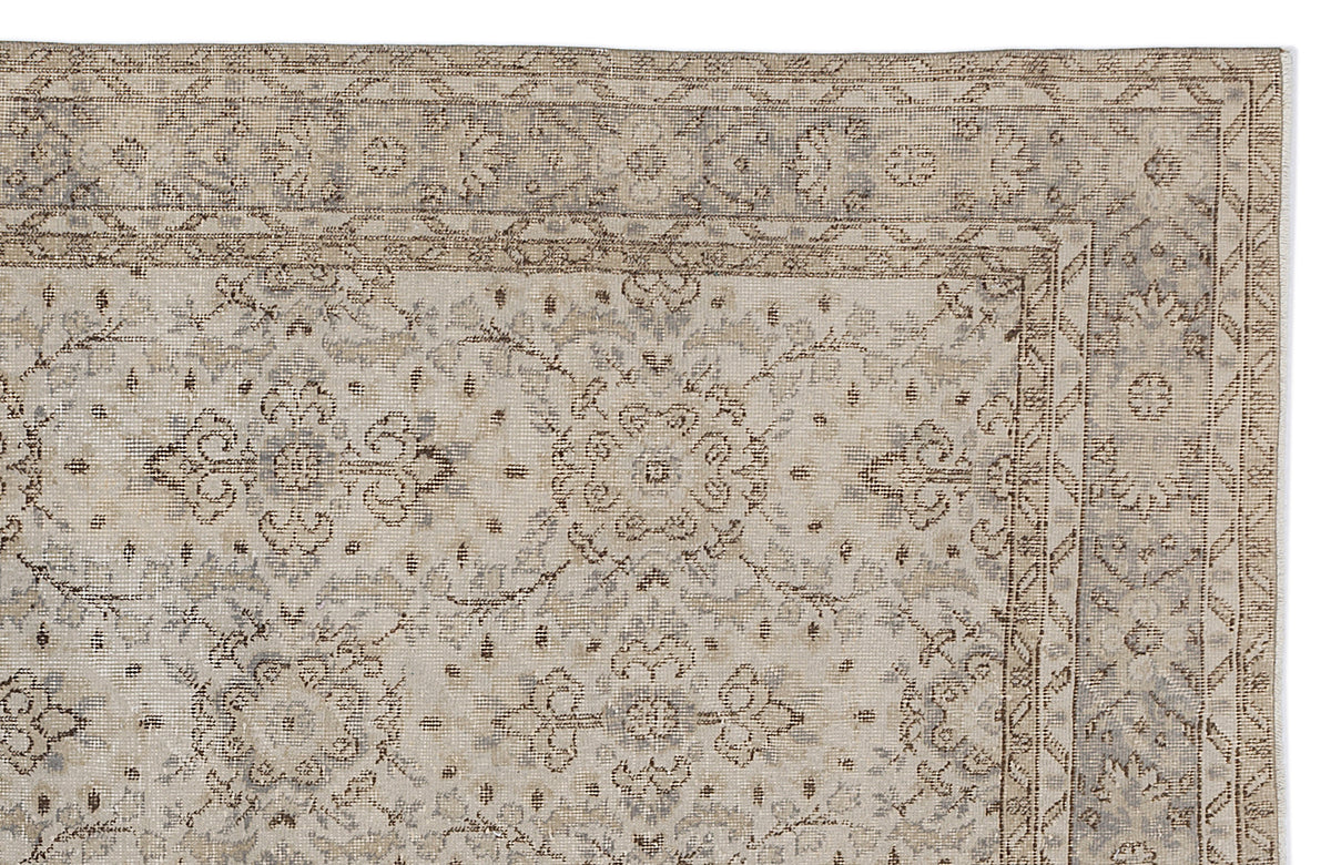 Beige Over Dyed Vintage Rug 6&#39;3&#39;&#39; x 9&#39;7&#39;&#39; ft 190 x 293 cm