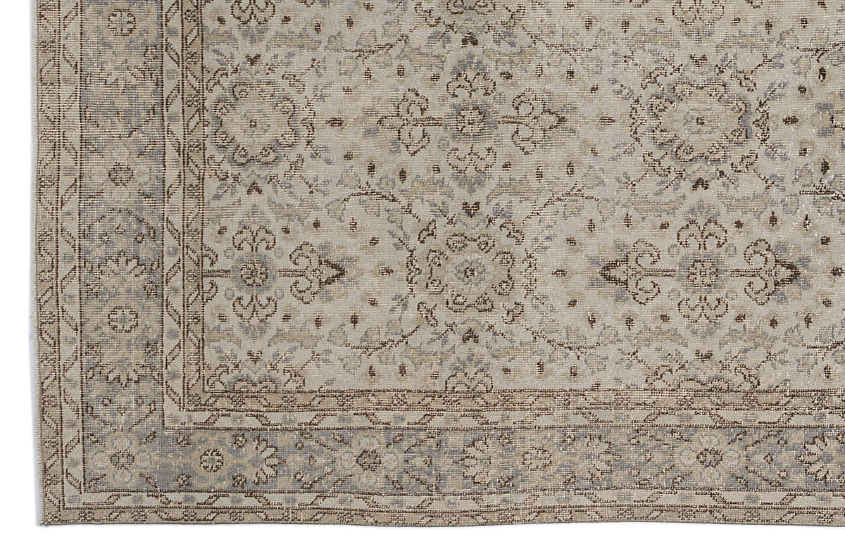 Beige Over Dyed Vintage Rug 6&#39;3&#39;&#39; x 9&#39;7&#39;&#39; ft 190 x 293 cm