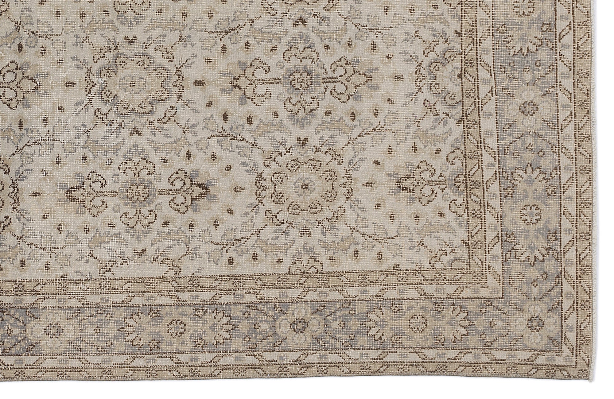 Beige Over Dyed Vintage Rug 6'3'' x 9'7'' ft 190 x 293 cm