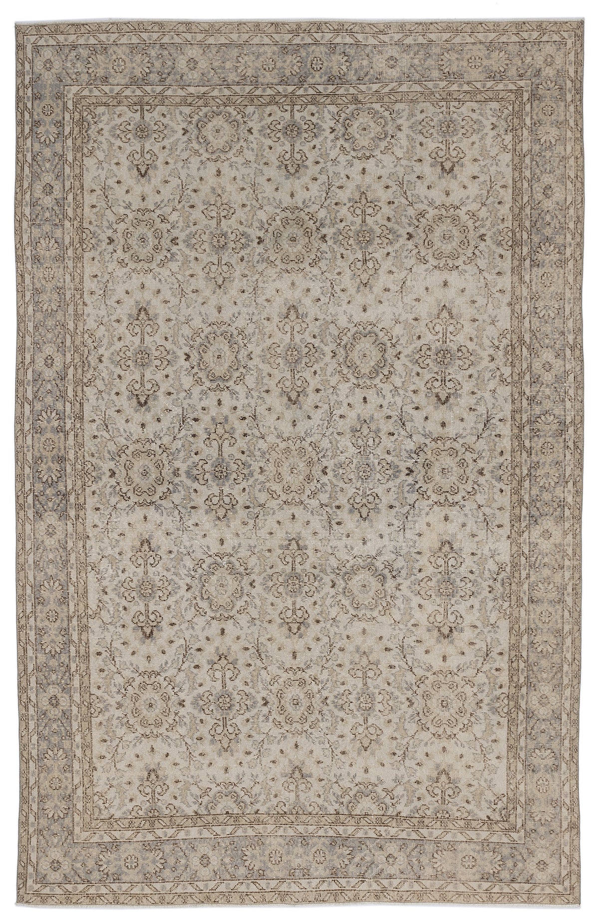 Beige Over Dyed Vintage Rug 6&#39;3&#39;&#39; x 9&#39;7&#39;&#39; ft 190 x 293 cm