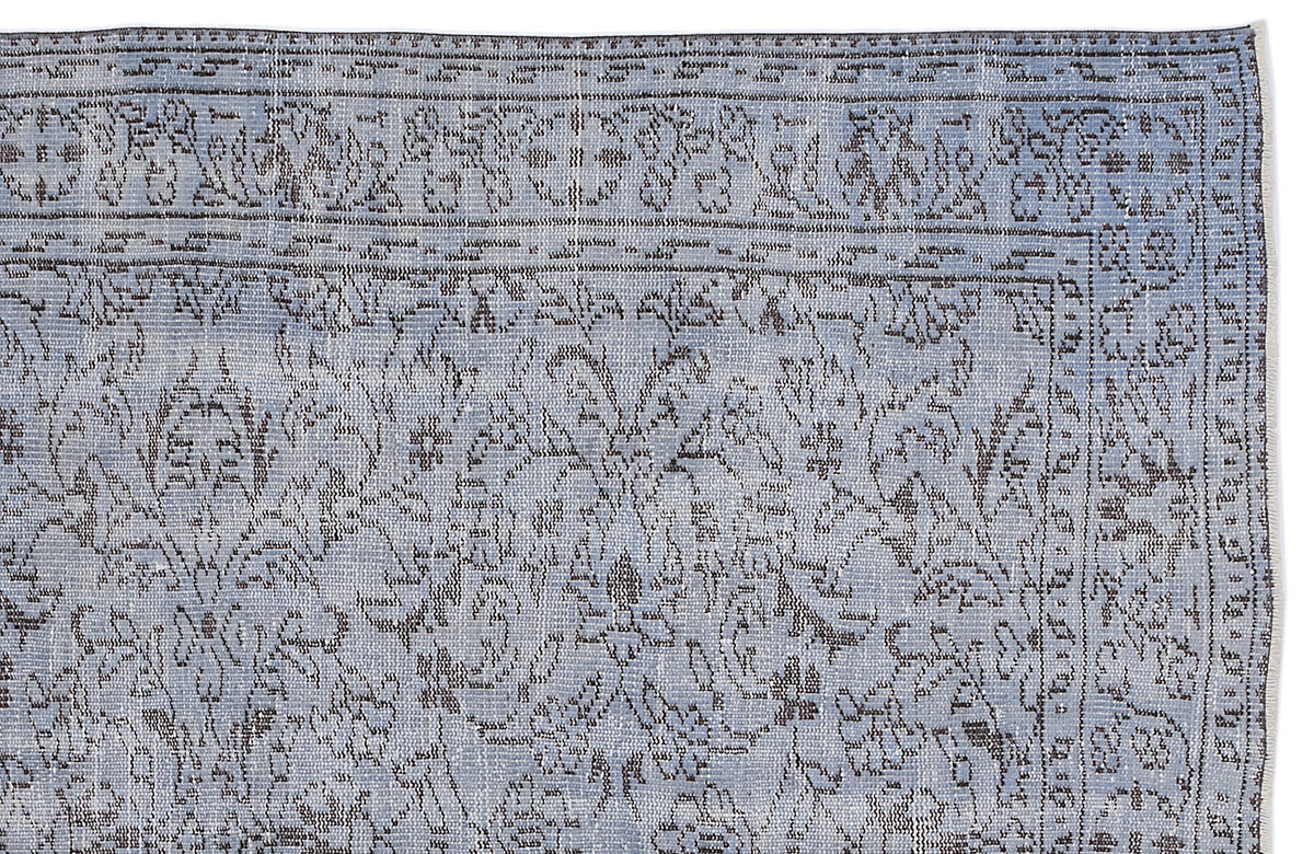 Retro Design Stone Blue Over Dyed Vintage Rug 5&#39;9&#39;&#39; x 8&#39;11&#39;&#39; ft 174 x 272 cm