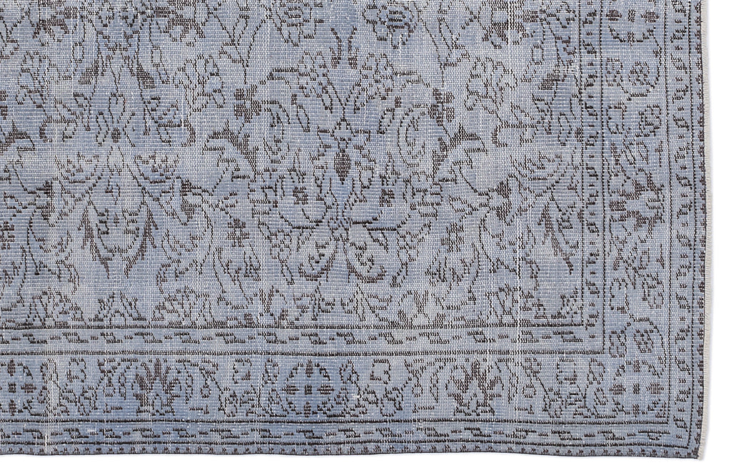 Retro Design Stone Blue Over Dyed Vintage Rug 5'9'' x 8'11'' ft 174 x 272 cm
