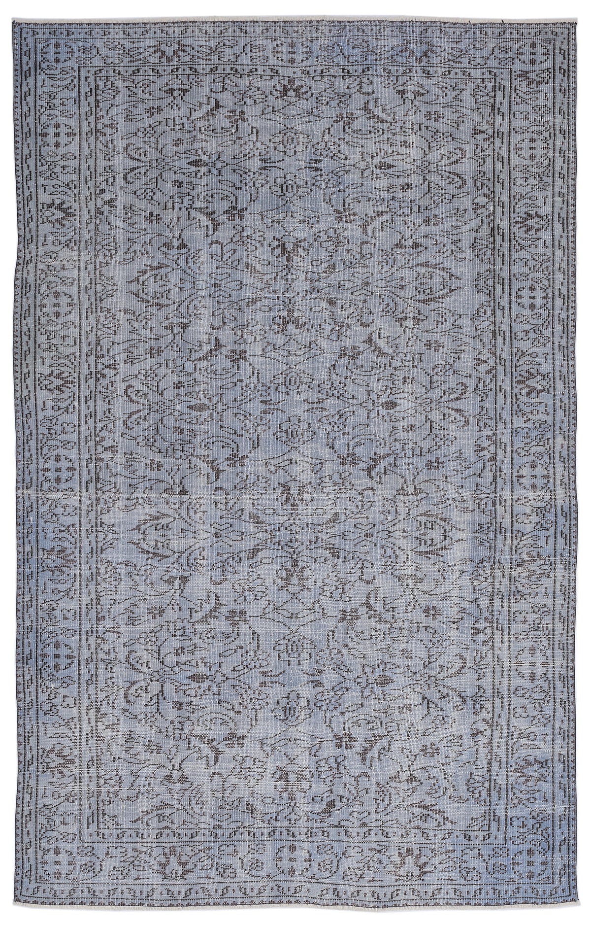 Retro Design Stone Blue Over Dyed Vintage Rug 5&#39;9&#39;&#39; x 8&#39;11&#39;&#39; ft 174 x 272 cm
