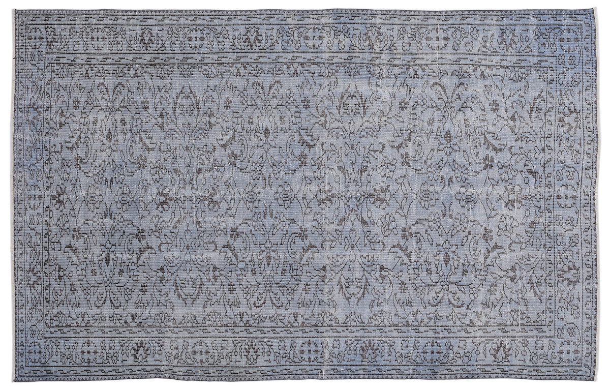 Retro Design Stone Blue Over Dyed Vintage Rug 5&#39;9&#39;&#39; x 8&#39;11&#39;&#39; ft 174 x 272 cm