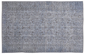 Retro Design Stone Blue Over Dyed Vintage Rug 5'9'' x 8'11'' ft 174 x 272 cm