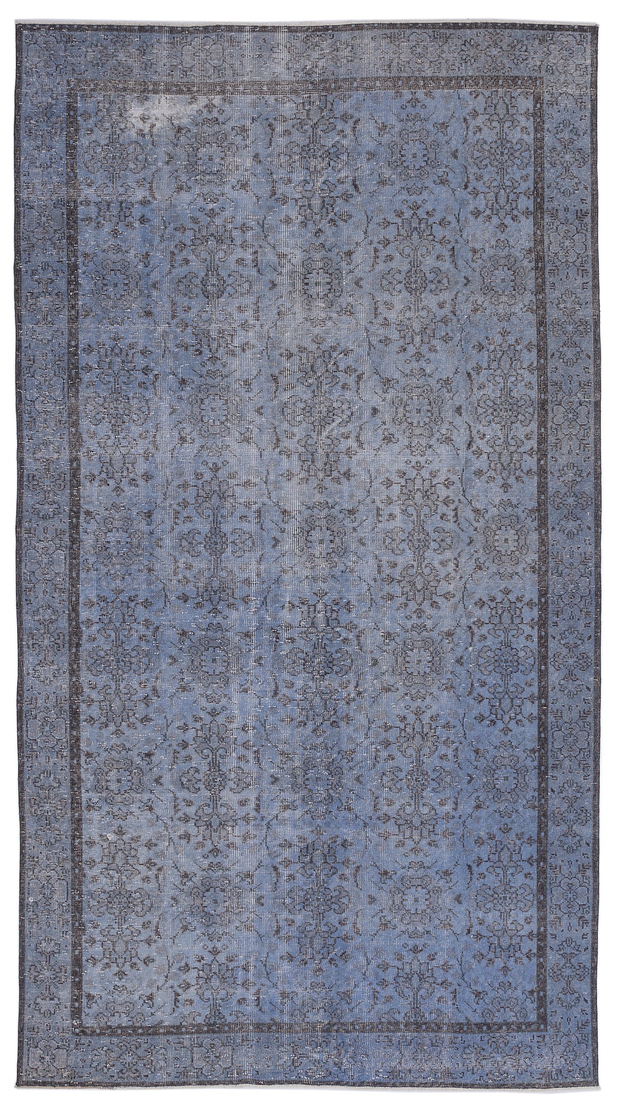 Blue Over Dyed Vintage Rug 5&#39;6&#39;&#39; x 10&#39;3&#39;&#39; ft 168 x 312 cm