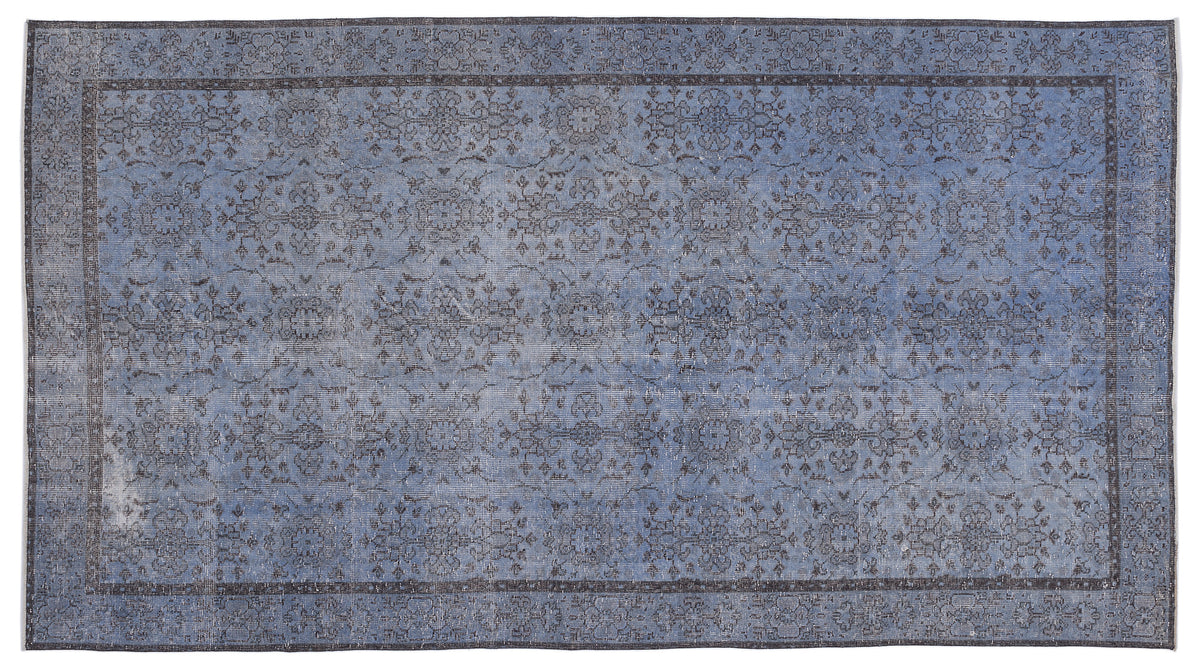 Blue Over Dyed Vintage Rug 5&#39;6&#39;&#39; x 10&#39;3&#39;&#39; ft 168 x 312 cm