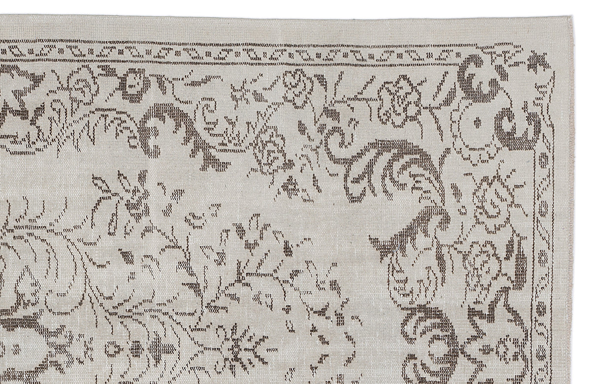 Beige Over Dyed Vintage Rug 5&#39;2&#39;&#39; x 8&#39;11&#39;&#39; ft 158 x 273 cm